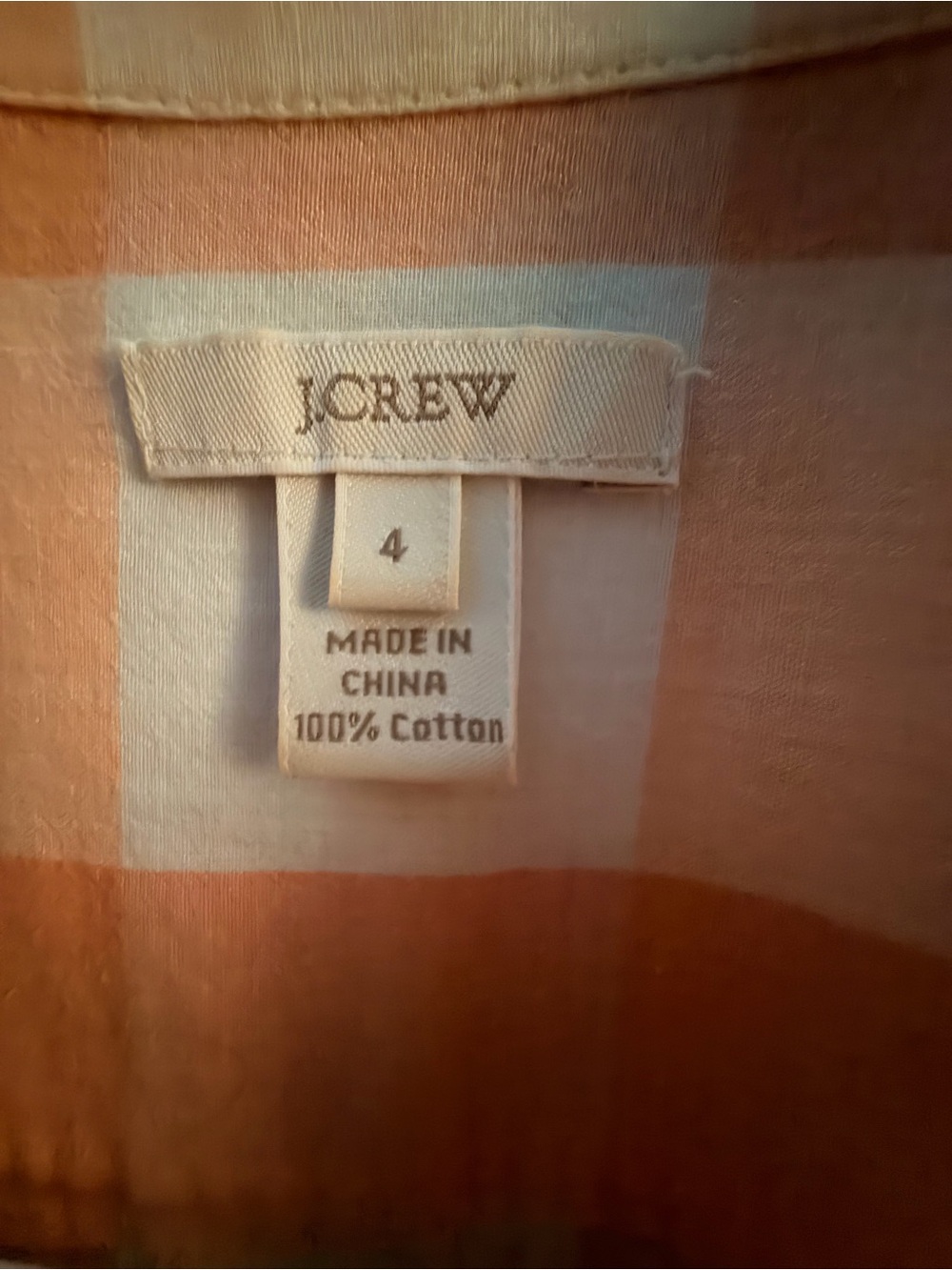 J. Crew Coral and White Gingham Button-Up Shirt - Picture 3 of 3